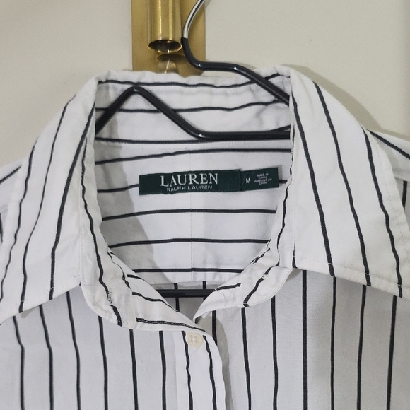 Lauren Ralph Lauren White and Black Button Down Shirt - Picture 2 of 5